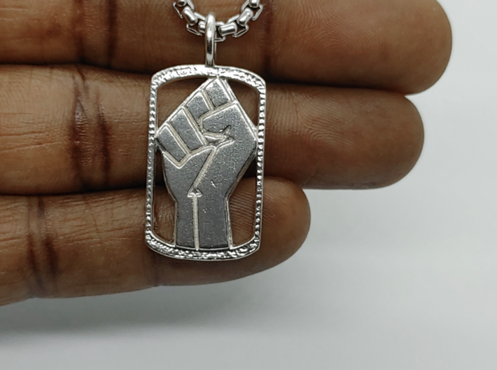 Power Dog Tag (Right Hand) 3d printed 9.25 Sterling Silver