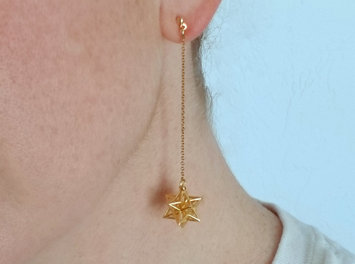 Star Charms, Pair 3d printed Gold Plated, Earring Accessories not Included