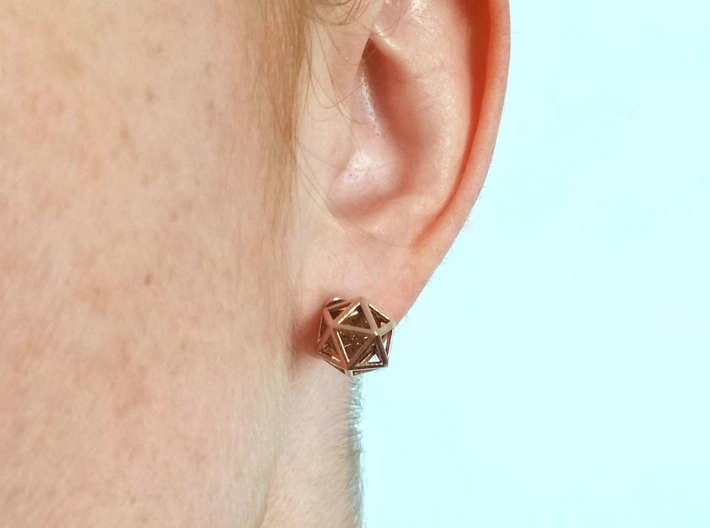Geometric Spinning Earrings, Pair 3d printed Shown in Natural Bronze