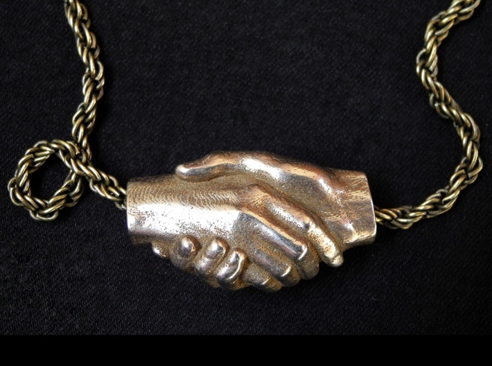 Handshake pendant (2.5cm, Small) 3d printed 