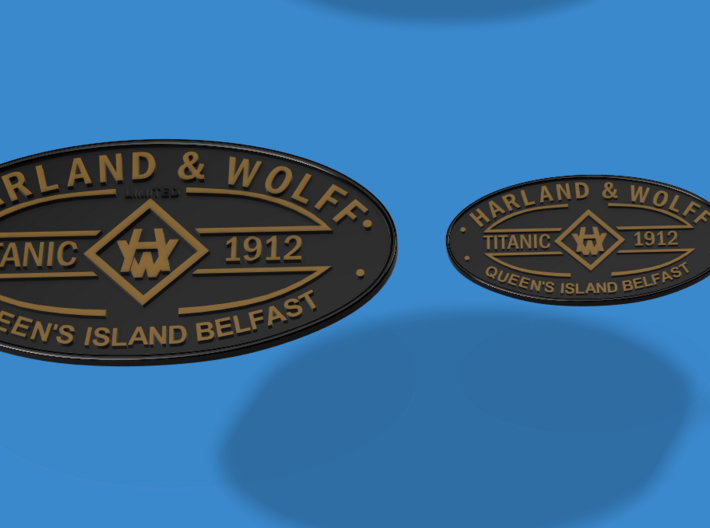 Harland & Wolff logo with a Titanic text 3d printed 