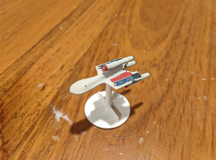 3788 Scale Romulan SparrowHawk-F Mauler Cruiser MG 3d printed Ship (Smooth Fine Detail Plastic) painted by a fan. Stand not included.