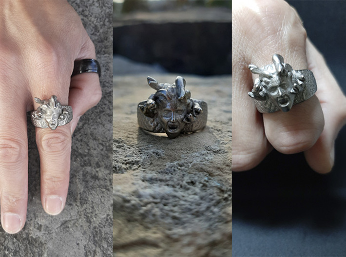 Medusa Ring 3d printed Medusa Ring in Stainless Steel Polished Nickel