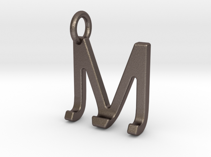 Two way letter pendant - JM MJ 3d printed
