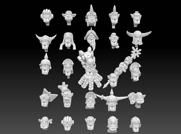 Orc Heads Megapack 3d printed