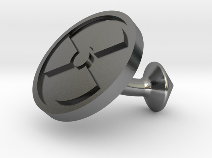 SINGLE Cufflink for NUKE - Nuclear Hazard 3d printed