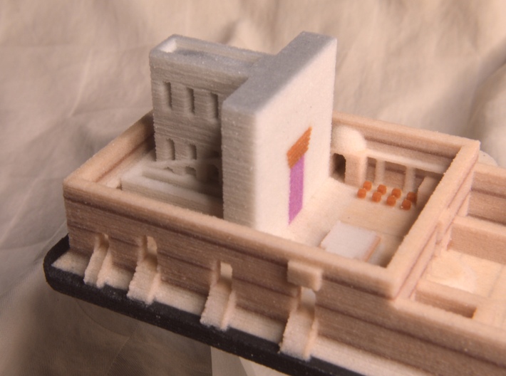 Second Temple 4A in Full Color Sandstone 3d printed Close up of Courtyard showing 8 short pillars
