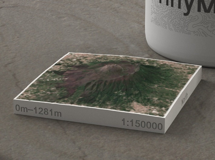 Mt. Vesuvius, Italy, 1:150000 3d printed 