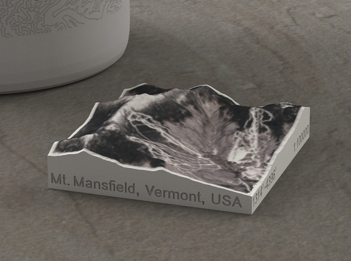 Mt. Mansfield in Winter, Vermont, USA, 1:100000 3d printed
