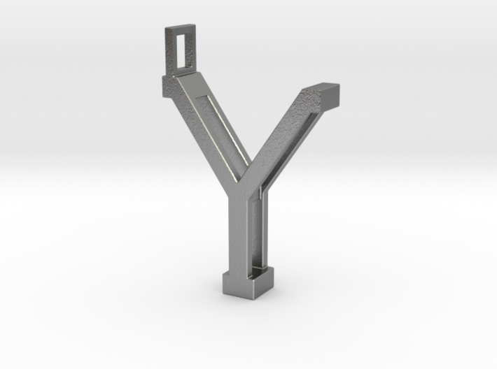 letter Y monogram pendant 3d printed Natural Silver