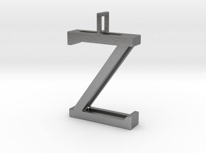 letter Z monogram pendant 3d printed Natural Silver