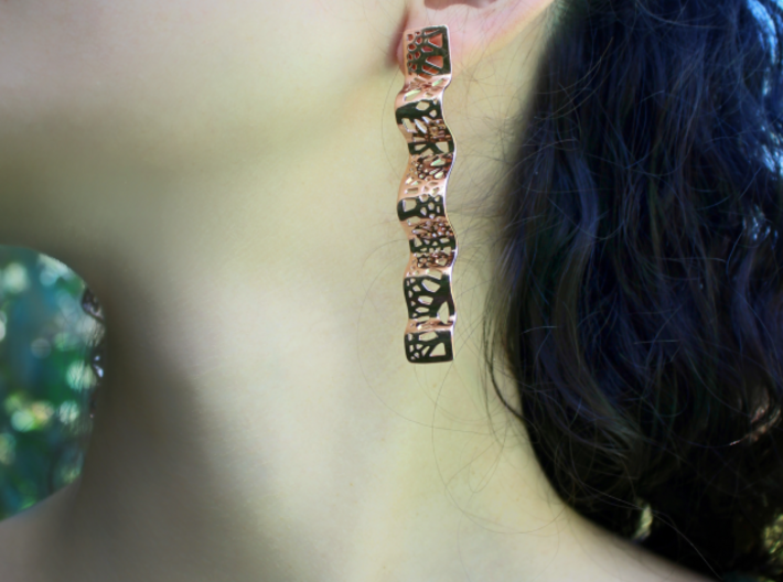 Lace Slim Ribbon Earrings 3d printed Lace  Slim Ribbon earrings - Rose gold plated