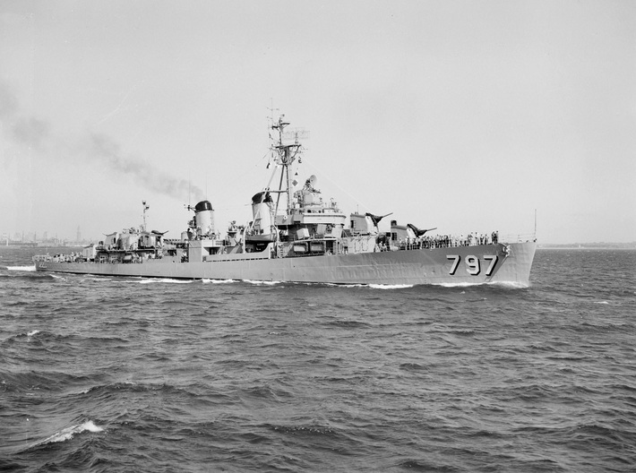 Nameplate USS Cushing DD-797 (10 cm) 3d printed Fletcher-class destroyer USS Cushing DD-797.