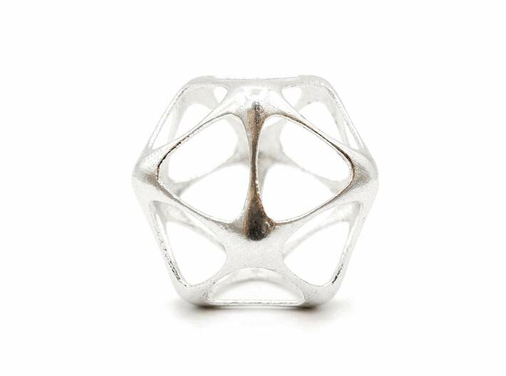 Icosahedron Pendant - Yin - Platonic Solids 3d printed Icosahedron Pendant - Natural Silver