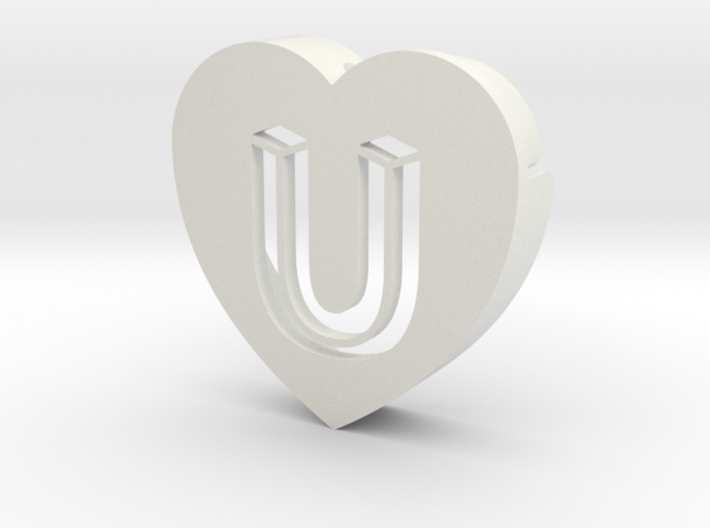 Heart shape DuoLetters print U 3d printed Heart shape DuoLetters print U