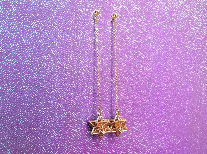 Star Charms, Pair 3d printed Natural Bronze, Earring Accessories not Included