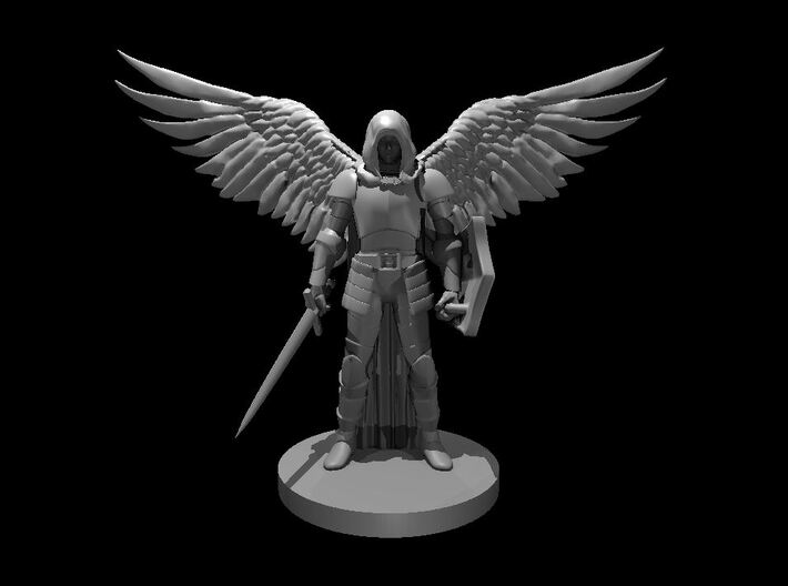 Fallen Aasimar Paladin with Sword &amp; Shield 3d printed