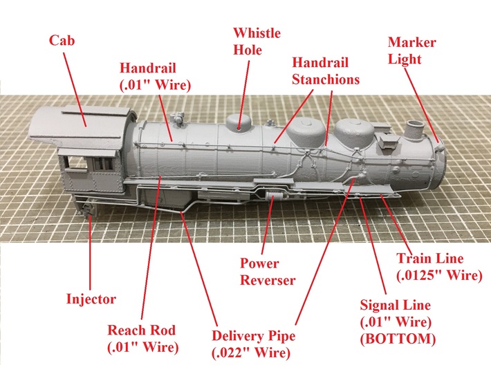 AT&SF 4-8-2 - Detail parts Kit (N-Scale) 3d printed 