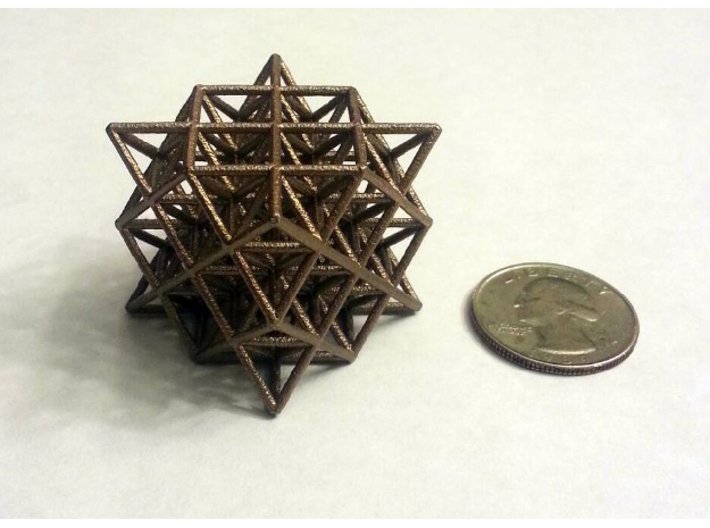 64 Tetrahedron Grid 1.25&quot; 3d printed 64 Tetrahedron Grid in Stainless Steel