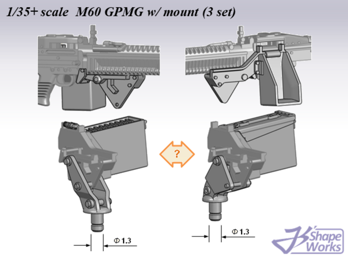 1/35+ M60 GPMG w/mount (3 set) 3d printed 