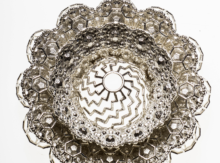 Geo Lotus (2014 version) 3d printed photo of pendant in natural silver