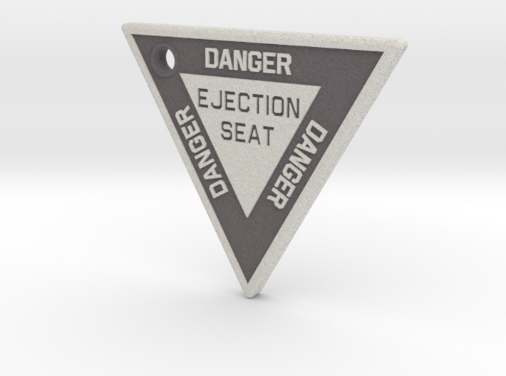 2.5 inch KeyChain DANGER EJECTION SEAT White on Bl 3d printed