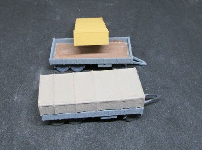 1/144 set of two German 7 ton trailers 3d printed