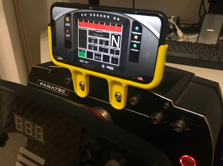 iPhone XR Mount for Fanatec steering wheel base 3d printed Prototype NOT PRINTED BY SHAPEWAYS