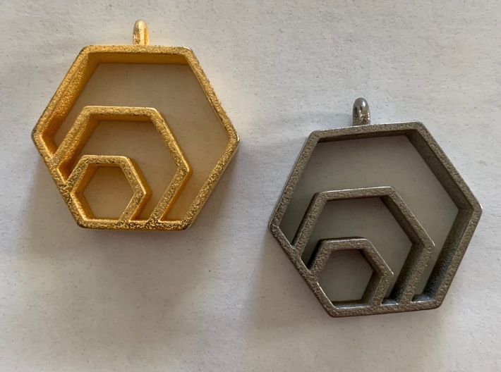 hex logo pendant 3d printed 