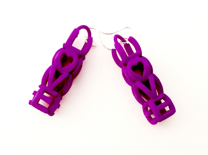 LOVE - Earrings in nylon 3d printed