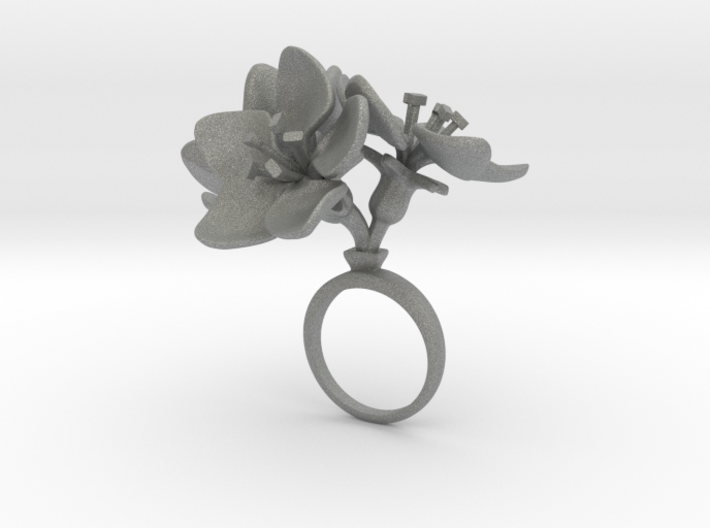 Ring with three large flowers of the Apple 3d printed
