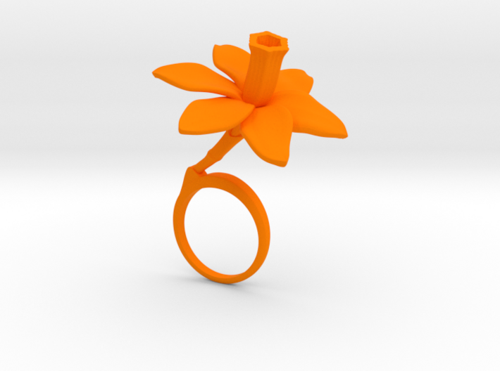 Ring with one large flower of the Daffodil 3d printed