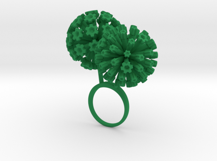 Ring with two large flowers of the Garlic R 3d printed