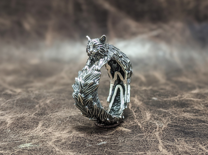 Long-haired Cat ring 3d printed
