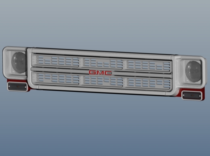 1/24 1977 GMC Jimmy grill 3d printed rendering of assembled grill