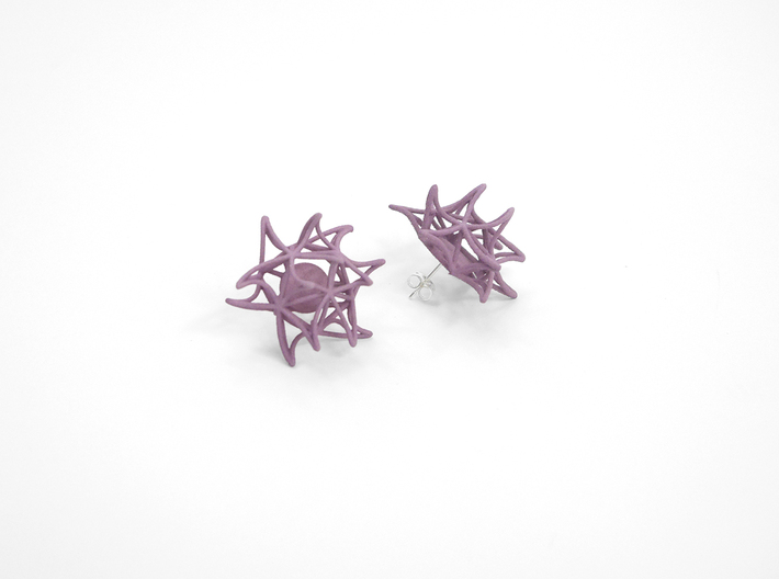Aster Earrings (Studs) 3d printed Custom Dyed Color (Wisteria)