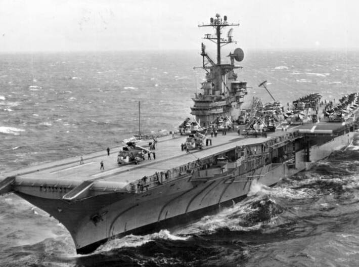 Nameplate USS Intrepid CVS-11 3d printed Essex-class aircraft carrier USS Intrepid CVS-11, Vietnam War-era appearance.