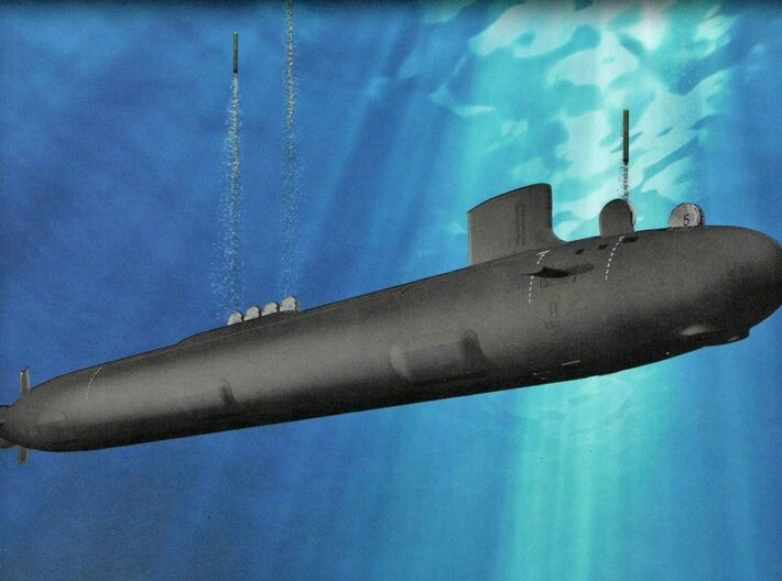 Nameplate USS Arizona SSN-803 3d printed Virginia-class (Block V) nuclear-powered attack submarine.