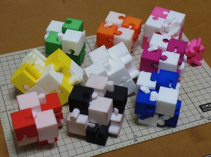 KUMIKIYA Jigsaw Cube [Red] (All pieces) 3d printed 