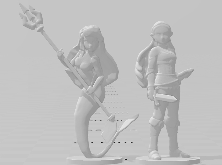 Mermaid Warrior Princess miniature model fantasy 3d printed 