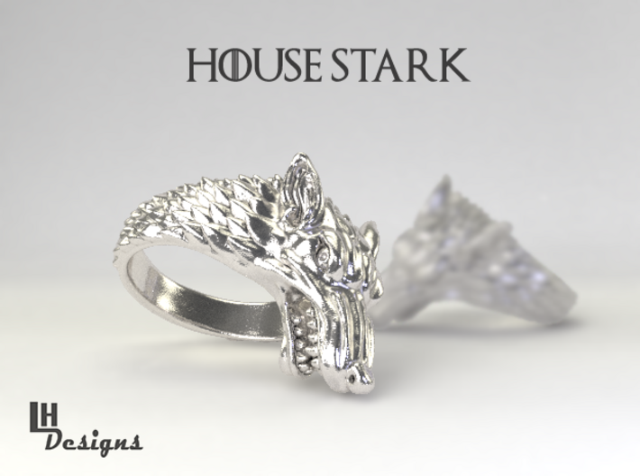 Size 10 Direwolf Ring 3d printed