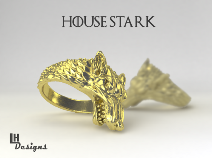 Size 12 Direwolf Ring 3d printed 