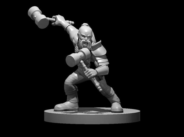 Dwarf Fighter 3 Dual Hammers 3d printed