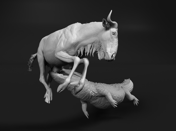 Blue Wildebeest 1:35 Attacked by Nile Crocodile 1 3d printed