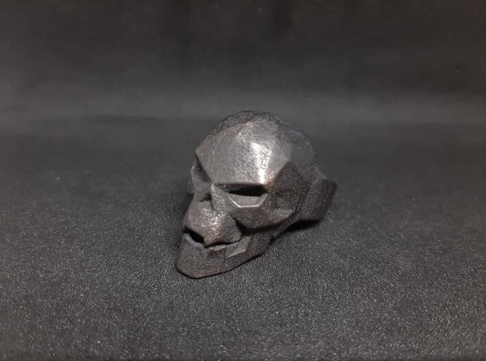 Vampire Skull Ring (Size 9) 3d printed 3D printed in Polished and Bronzed Black Steel