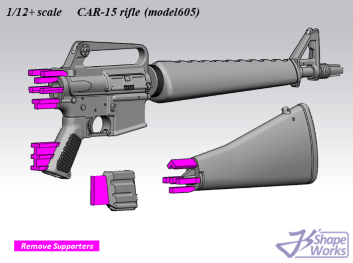 1/12+ CAR-15 rifle (model605) 3d printed 