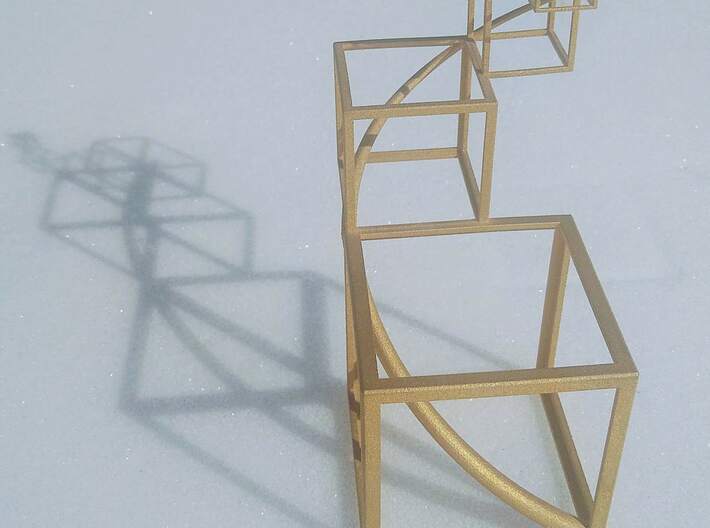 3D Golden Mean Spiral Cubes 3d printed Photo of White Plastic spray painted gold