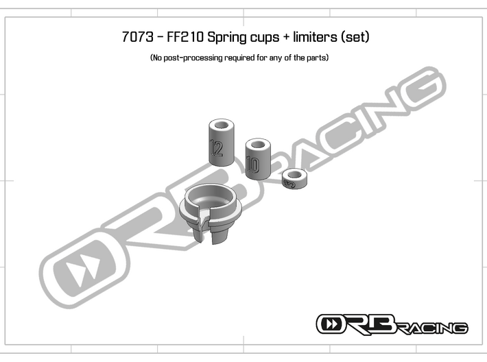 7073 - FF210 Spring Cups & Limiters 3d printed 