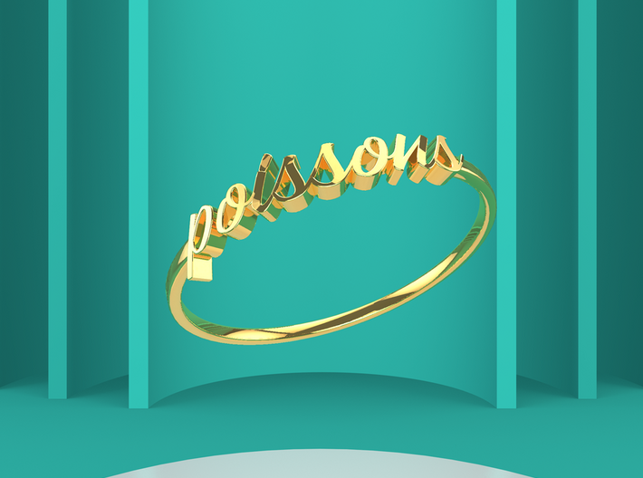 Astrology Ring Poissons US6/EU51 3d printed Gold Pisces / Poissons ring