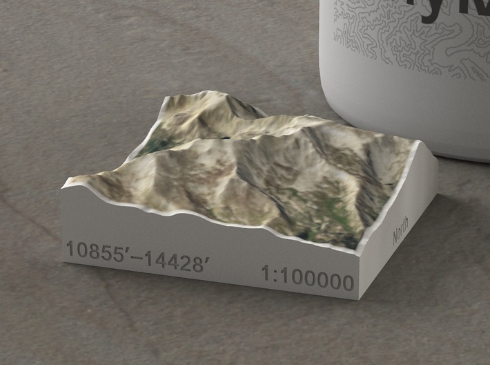 Mt. Massive, Colorado, USA, 1:100000 3d printed